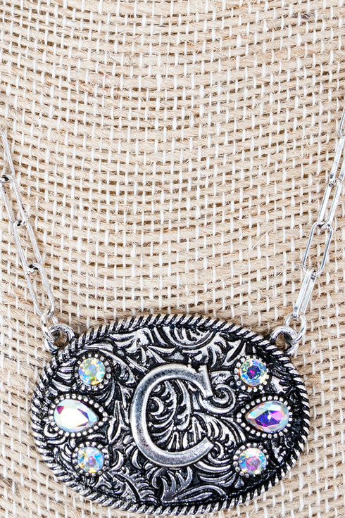 The Signature Saddle 'C' Iridescent Silvertone Necklace