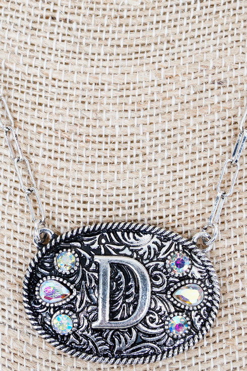 The Signature Saddle 'D' Iridescent Silvertone Necklace