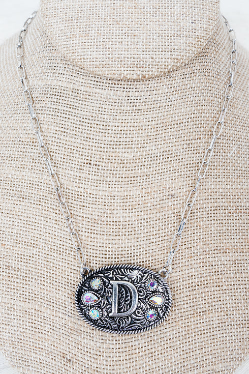 The Signature Saddle 'D' Iridescent Silvertone Necklace