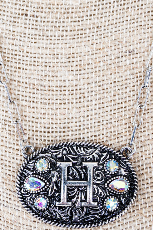 The Signature Saddle 'H' Iridescent Silvertone Necklace