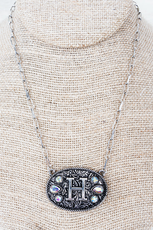 The Signature Saddle 'H' Iridescent Silvertone Necklace