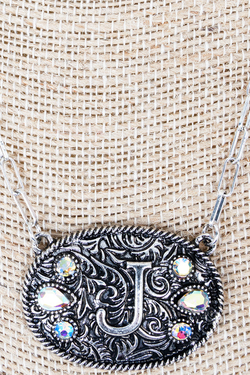 The Signature Saddle 'J' Iridescent Silvertone Necklace
