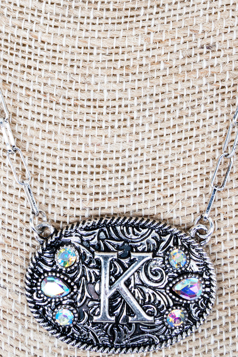 The Signature Saddle 'K' Iridescent Silvertone Necklace
