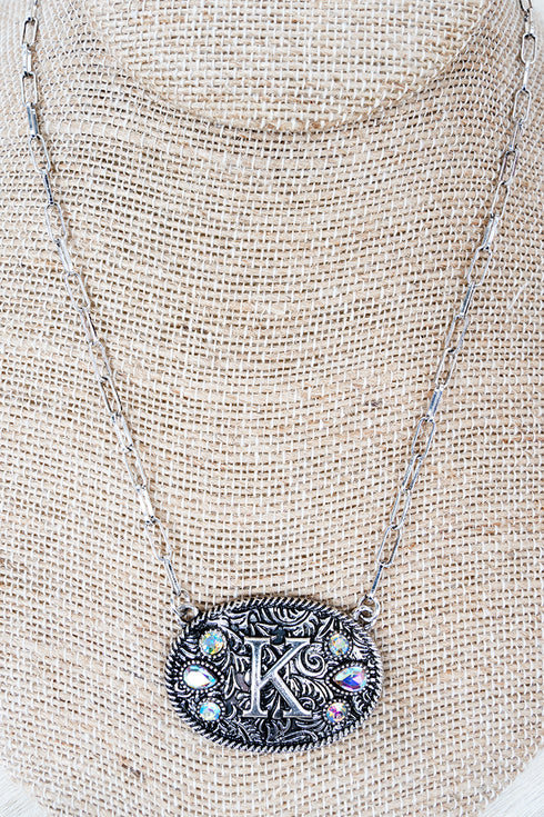 The Signature Saddle 'K' Iridescent Silvertone Necklace