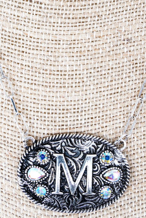 The Signature Saddle 'M' Iridescent Silvertone Necklace