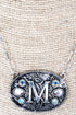 The Signature Saddle 'M' Iridescent Silvertone Necklace