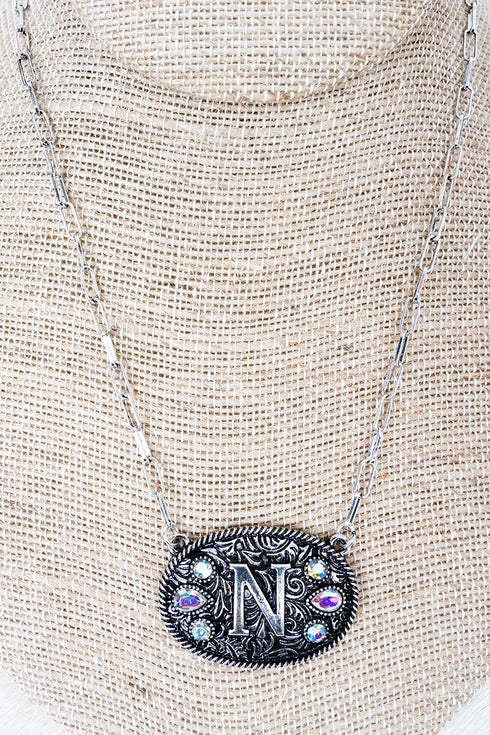 The Signature Saddle 'N' Iridescent Silvertone Necklace
