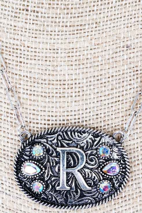 The Signature Saddle 'R' Iridescent Silvertone Necklace