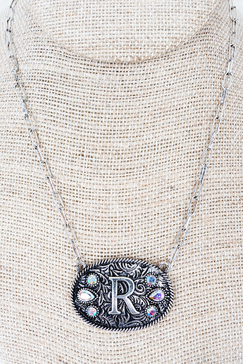 The Signature Saddle 'R' Iridescent Silvertone Necklace