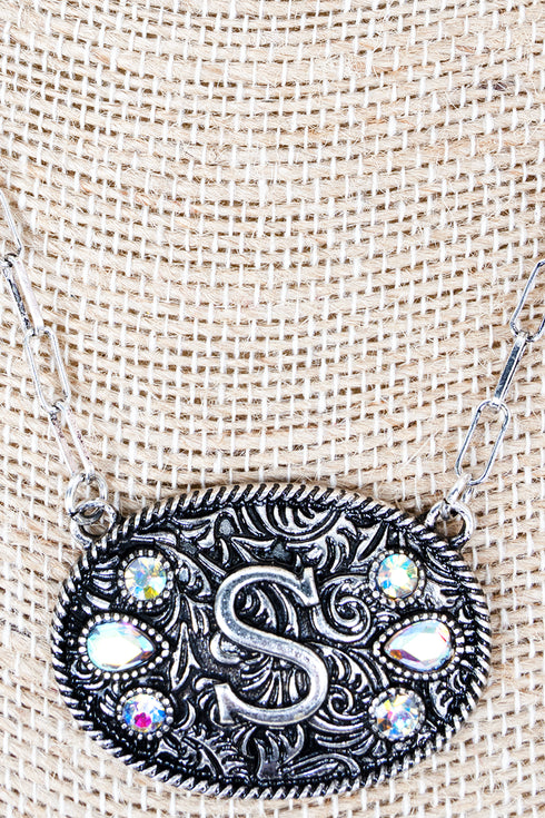 The Signature Saddle 'S' Iridescent Silvertone Necklace