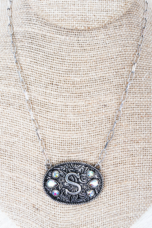 The Signature Saddle 'S' Iridescent Silvertone Necklace