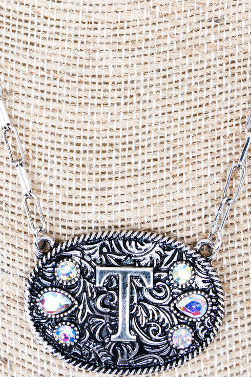 The Signature Saddle 'T' Iridescent Silvertone Necklace