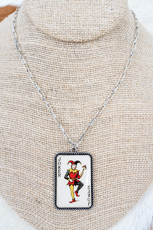 The Wild Card Silvertone Necklace