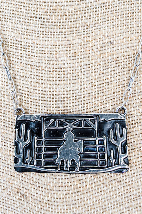 Midnight Ranch Silvertone Necklace