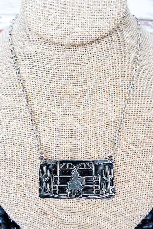 Midnight Ranch Silvertone Necklace