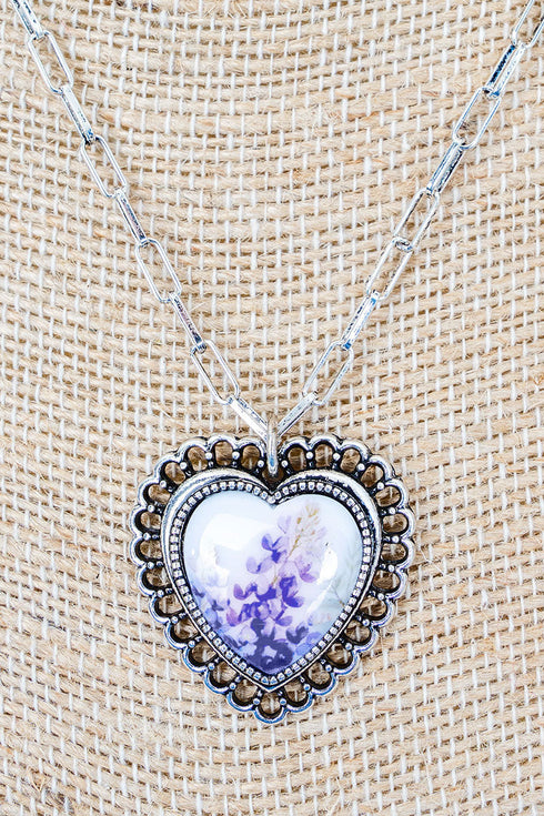 Hill Country Heart Silvertone Necklace