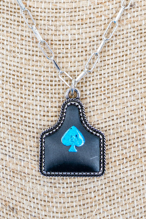 Shadow Deal Tag Silvertone Necklace