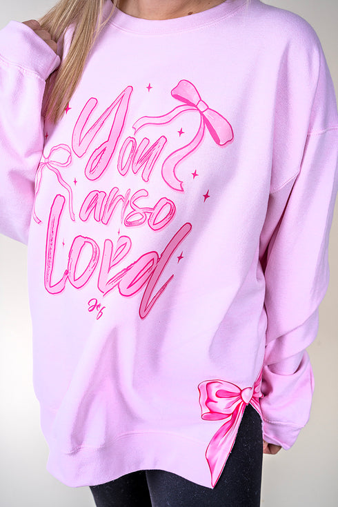 Side Bows Script So Loved Unisex NuBlend Crew Sweatshirt