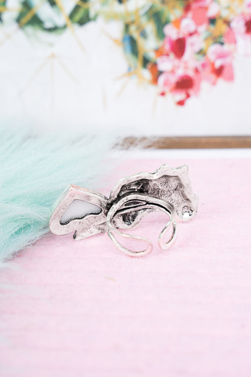 Highland Heights Horse Silvertone Cuff Ring