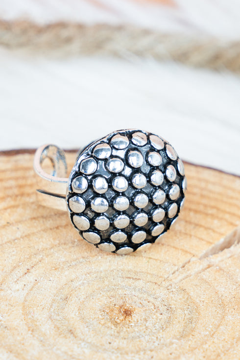 Laredo Studded Silvertone Stretch Ring