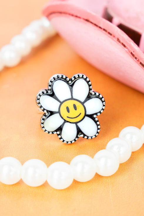 Daisy Delight Silvertone Cuff Ring