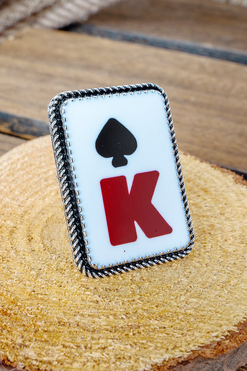 High Stakes King Silvertone Ring