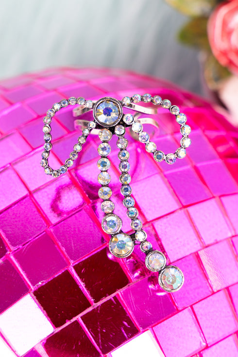 Iridescent Grit & Glimmer Silvertone Cuff Ring