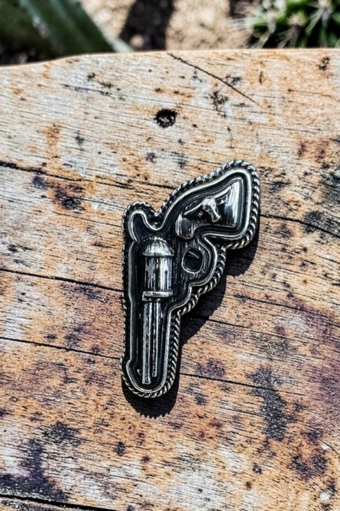 Straight Shooter Silvertone Ring