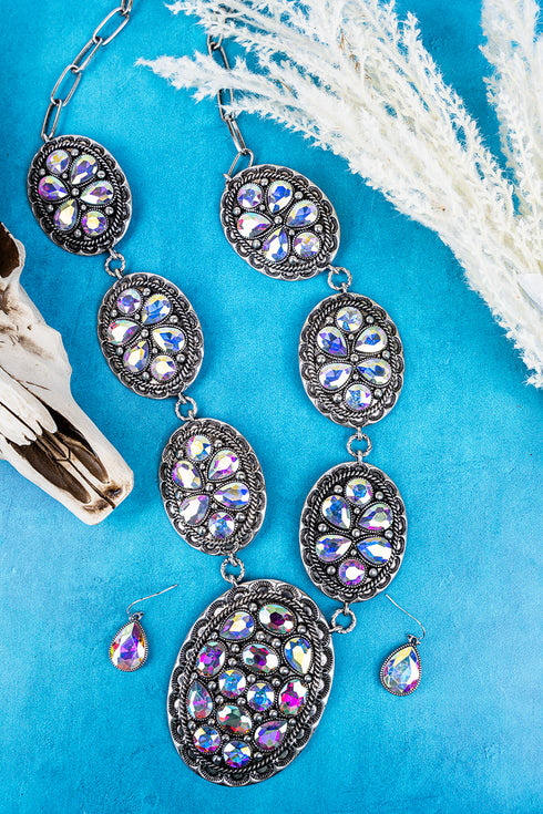 Rodeo Queen Iridescent Concho Necklace and Earring Set