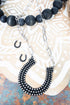 Western Wishes Silvertone Studded Horseshoe Necklace and Earring Set