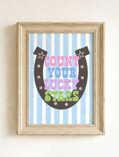 Striped Count Your Lucky Stars Ready To Frame Canvas Print