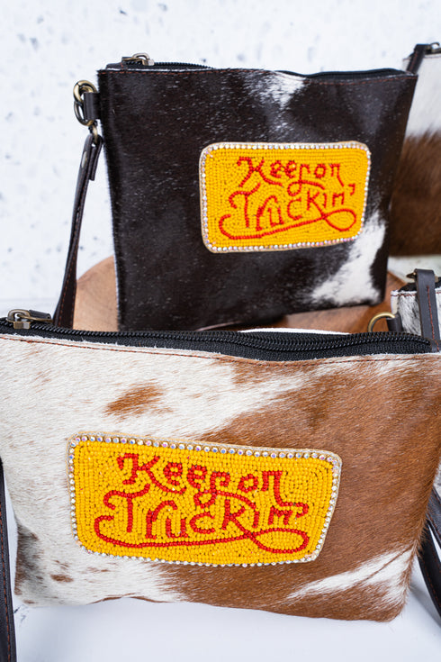 Keep On Truckin' Cowhide Wristlet Clutch