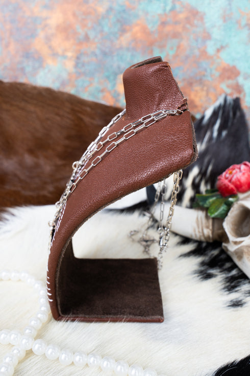 5 x 4.75 Trail Threads Brown Faux Leather Small Necklace Display