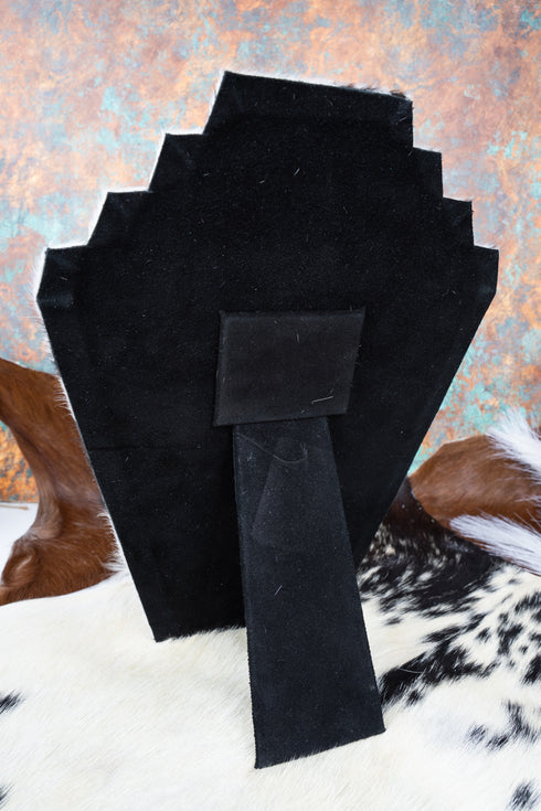 One 12 x 8.5 Black Cassidy Cowhide Flat Necklace Display - Ships Assorted