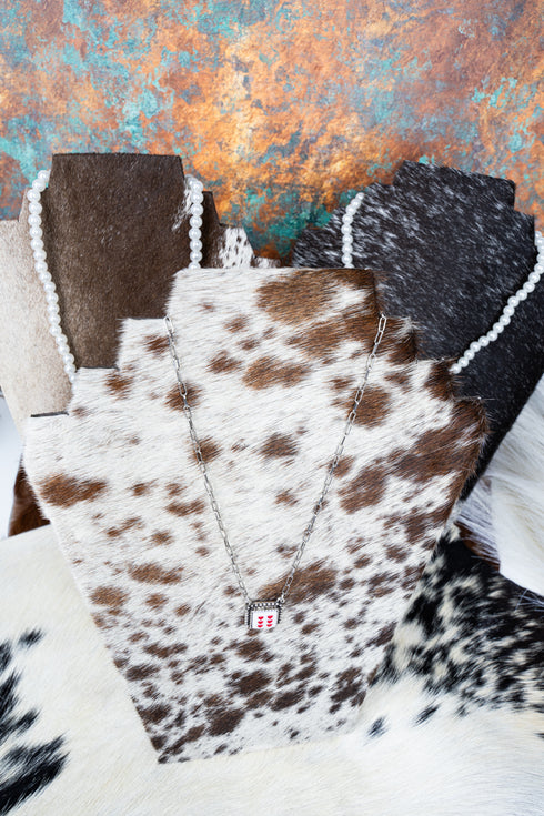 One 12 x 8.5 Brown Cassidy Cowhide Flat Necklace Display - Ships Assorted