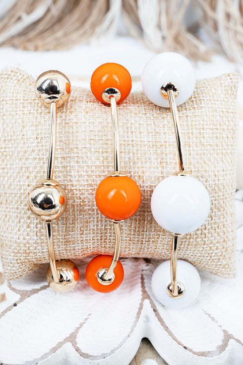 Orange & White Nashville Nights Goldtone Beaded Bracelet Set