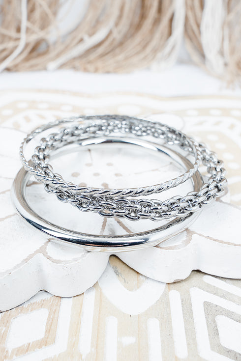 Silvertone Instant Connection Bracelet Set