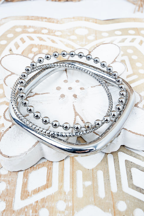 Silvertone Sloane Square Bracelet Set