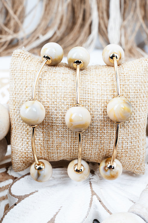 Manhattan Moment Beige & Goldtone Beaded Bracelet Set