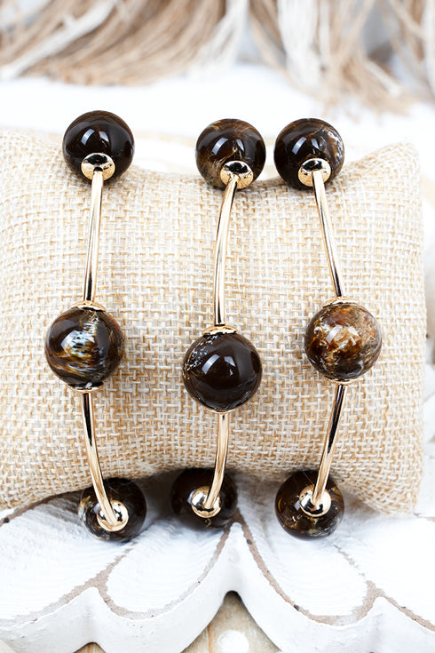 Manhattan Moment Brown & Goldtone Beaded Bracelet Set