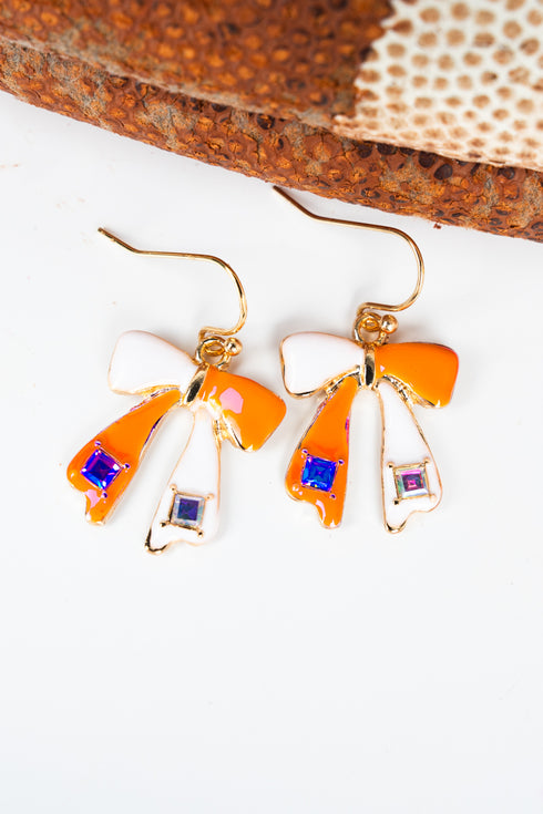 Orange & White Spirit Tied Earrings