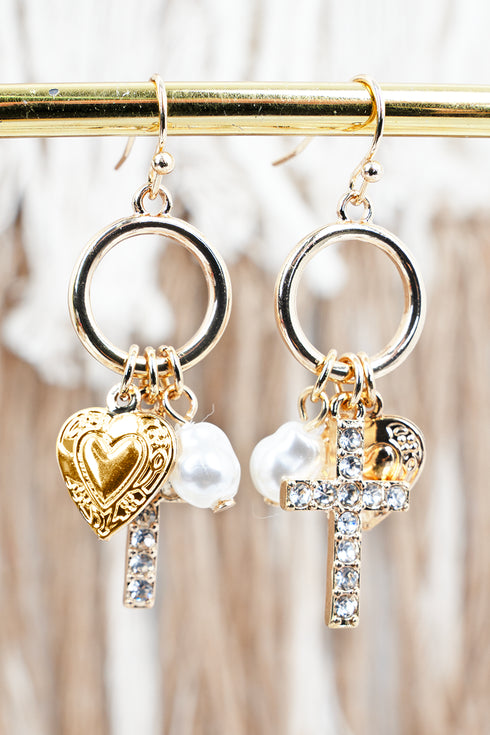 Heart Of Faith Goldtone Earrings