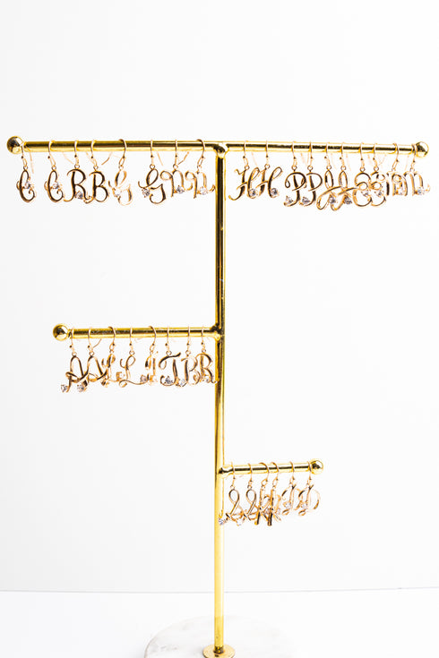 Personal Best Goldtone and Crystal Initial Earrings