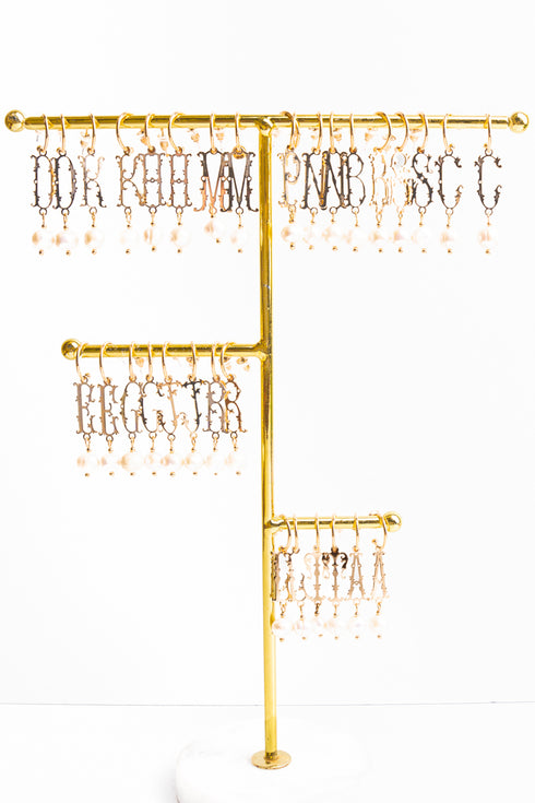 Initial Impression Goldtone and Pearl Earrings