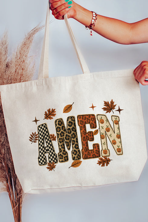 Autumn Amen Canvas Jumbo Tote