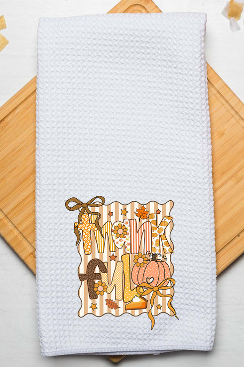 Thankful Doodle Coquette Waffle Kitchen Towel