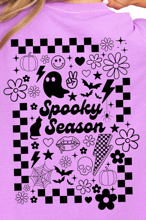 Retro Spooky Season Front & Back Comfort Colors Adult Ring-Spun Cotton Tee