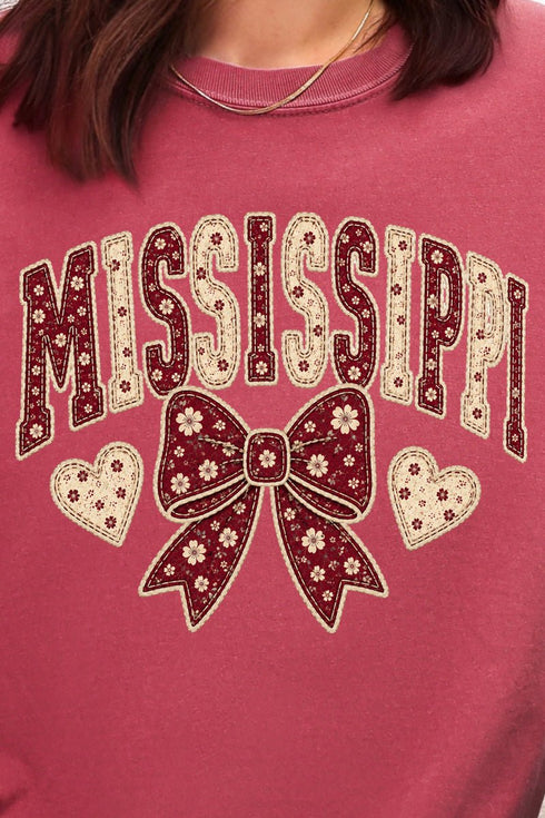 Mississippi Blooming Bow Comfort Colors Adult Ring-Spun Cotton Tee