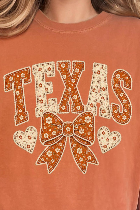 Texas Blooming Bow Comfort Colors Adult Ring-Spun Cotton Tee