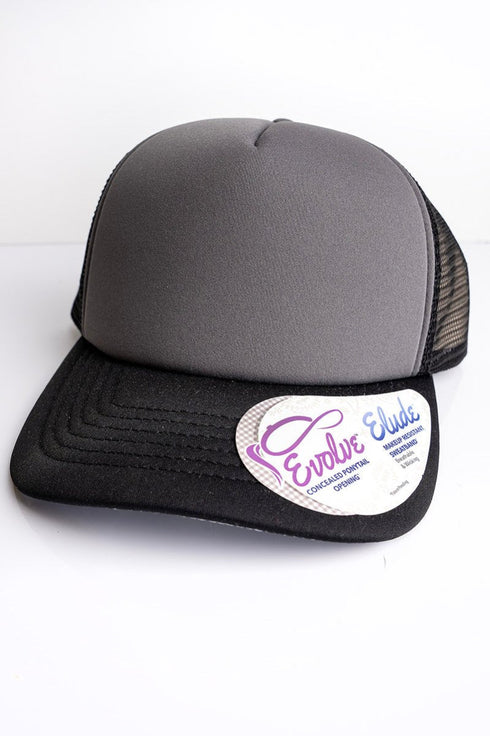 Women's Slate & Black Cow Foam Ponytail Trucker Cap
